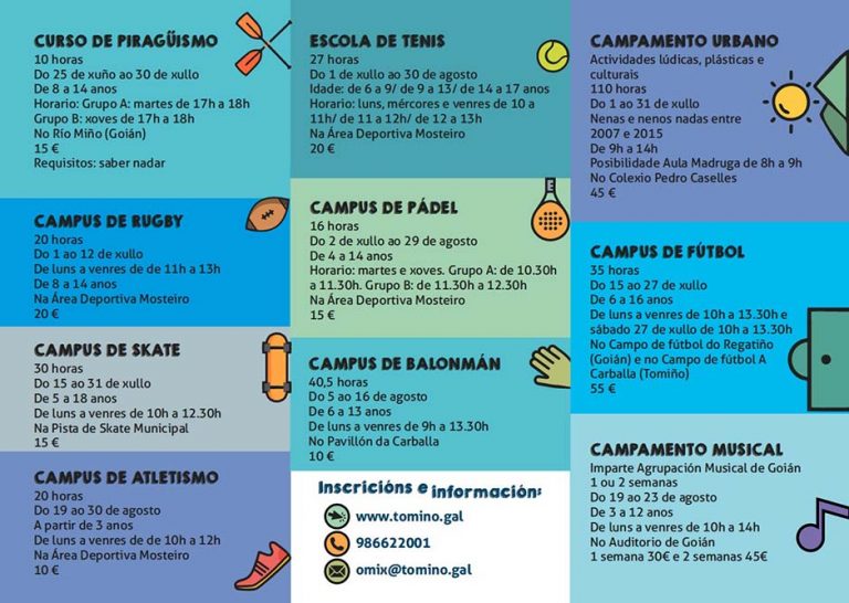 Tomiño organiza unha decena de campus e actividades de verán