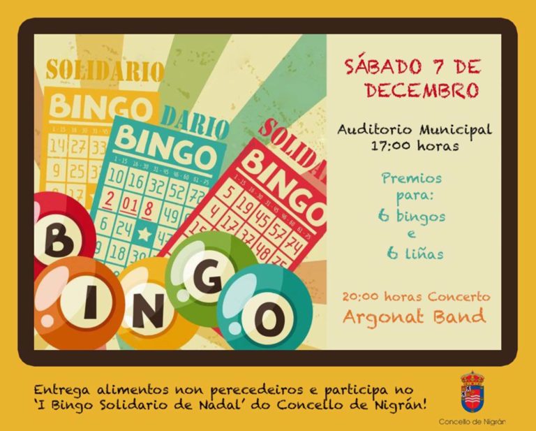 O Auditorio Municipal de Nigrán acolle o sábado do primeiro «Bingo Solidario de Nadal»