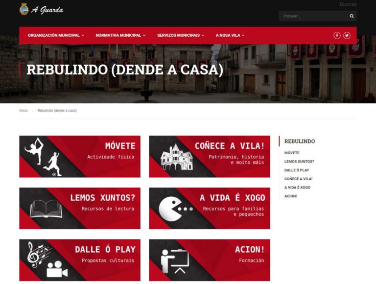 #rebulindo (dende a casa), portal de recursos de entrenemento e coñecemento do Concello da Guarda