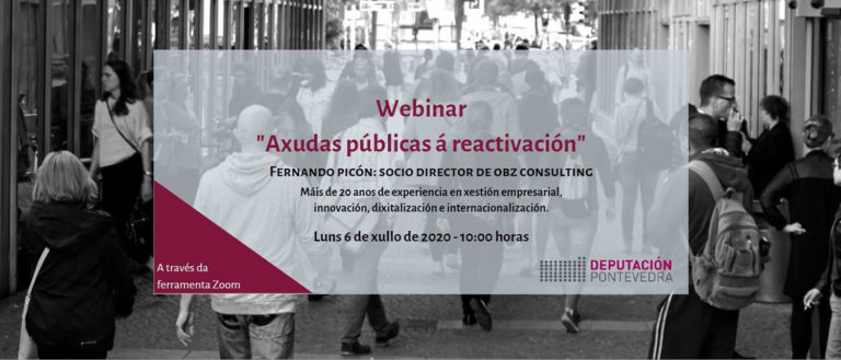 A Deputación celebra este luns a webinar destinada a pemes e persoas autónomas sobre “axudas públicas á reactivación”