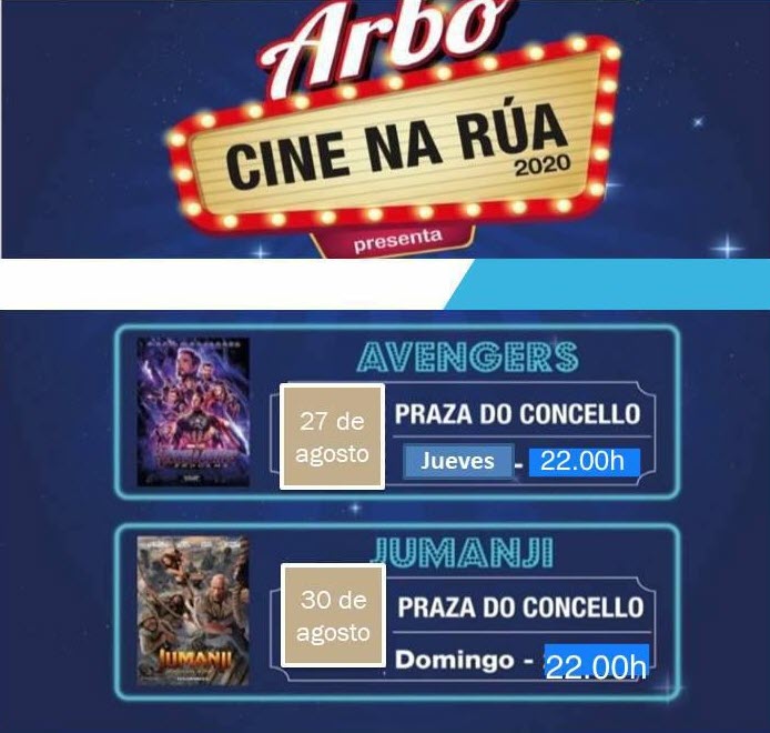 Continúa a programación de verán en Arbo con dúas sesións de cine