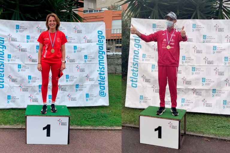 Milu Rodríguez e Eduardo García, do Club Trega de Tomiño, campións galegos do Campionato Máster ao aire libre