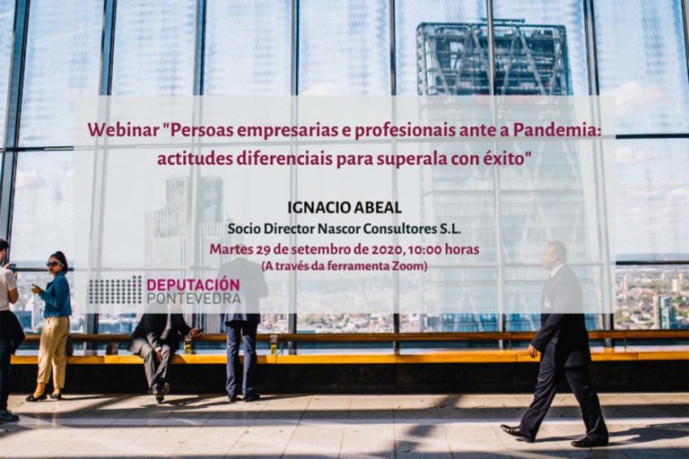 A Deputación organiza a webinar ‘Persoas empresarias e profesionais ante a pandemia: actitudes para superala con éxito’
