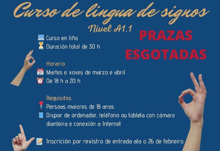 Ponteareas organizará un segundo curso de lingua de signos logo de esgotar, en 48 horas, as inscricións para o primeiro curso