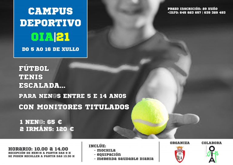Oia manten aberta a inscrición para o Campus Deportivo ata o vindeiro 29 de xuño