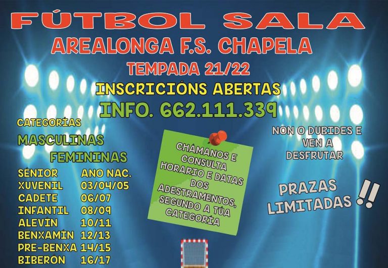 O Arealonga FS Chapela abre a inscrición para a tempada 2021/2022