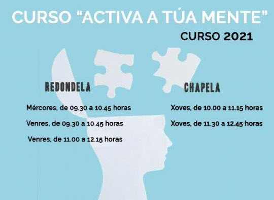 Aberta a inscrición para as clases ‘Activa a túa mente’ dirixidas as persoas maiores de Redondela