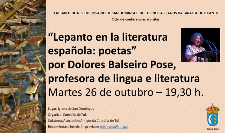 A profesora Dolores Balseiro ofrecerá hoxe a conferencia “A Batalla de Lepanto na literatura española: poetas”