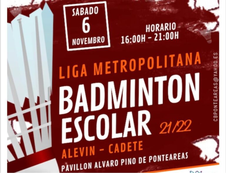 O pavillón municipal Álvaro Pino acolle o arranque da Liga Metropolitana de Bádminton Escolar 2021/22