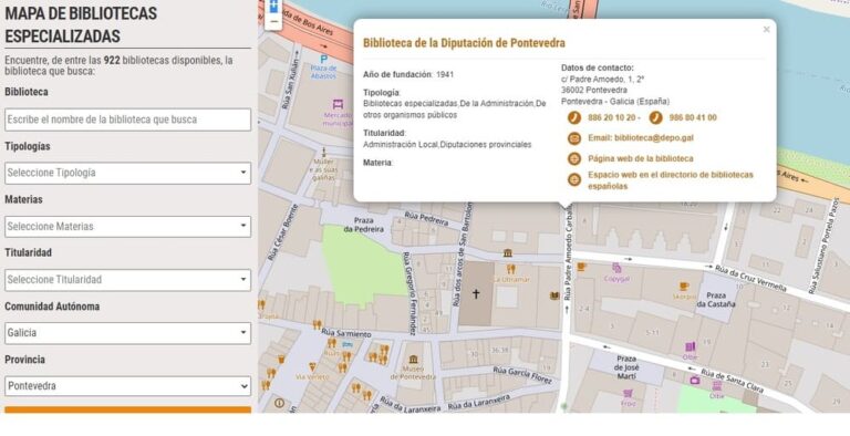 A biblioteca do Arquivo da Deputación, incluída no mapa estatal de bibliotecas especializadas