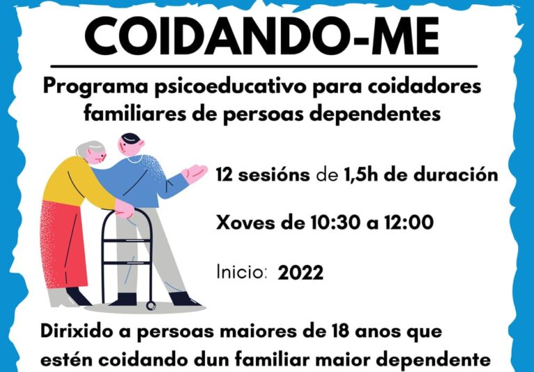 Aberta a inscrición no programa Coidando-Me dirixido a coidadores familiares de persoas dependentes
