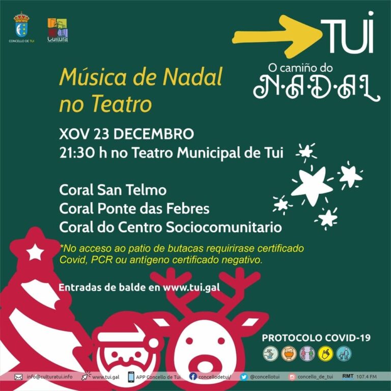 As corais tudenses San Telmo, Ponte das Febres e do Centro Sociocomunitario ofrecen hoxe o concerto de Nadal