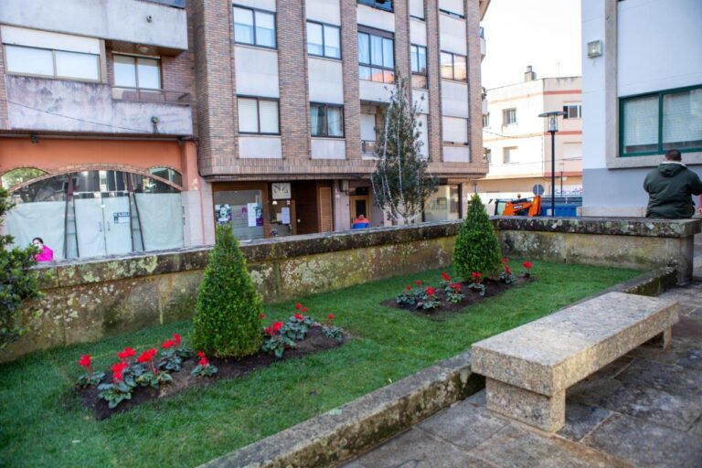 A praza das Escolas Vellas de Gondomar estrea xardíns da man da Asociación Avelaíña