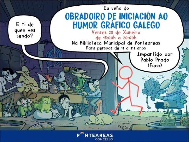 Ponteareas organiza un orixinal obradoiro de iniciación ao humor gráfico en galego na biblioteca municipal