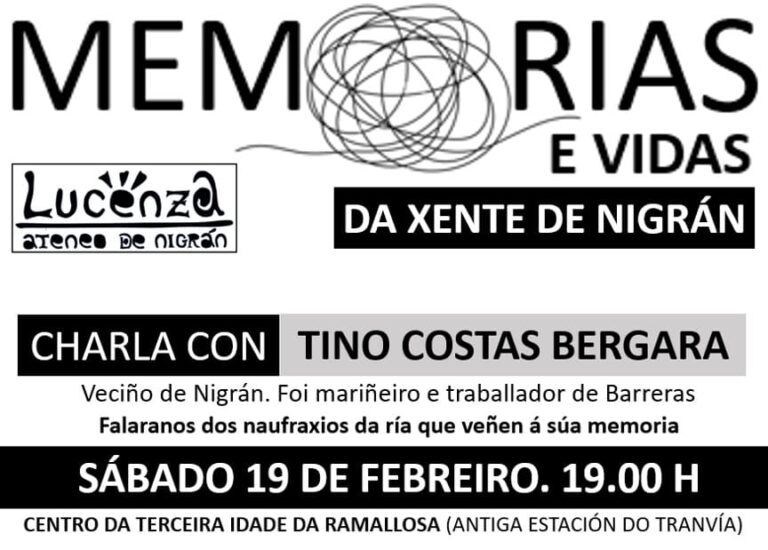 Lucenza-Ateneo de Nigrán organiza este sábado un acto sobre os naufraxios da ría de Vigo na memoria da xente
