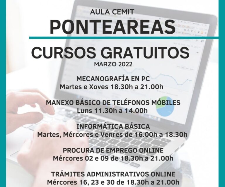 Marzo chega á aula CeMIT de Ponteareas con cinco novos cursos de balde
