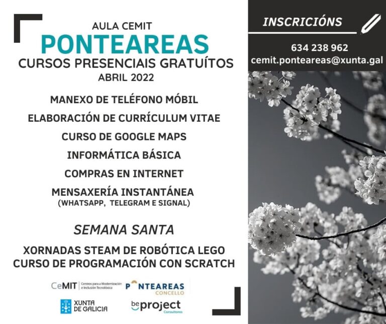A aula CeMIT de Ponteareas prepara un mes de abril cheo de cursos e xornadas para todos os públicos