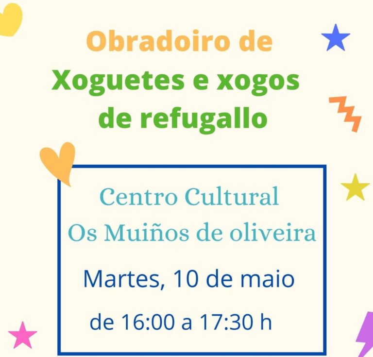 O Centro Cultural Os Muíños de Oliveira, novo escenario do obradoiro de xoguetes e xogos de refugallo