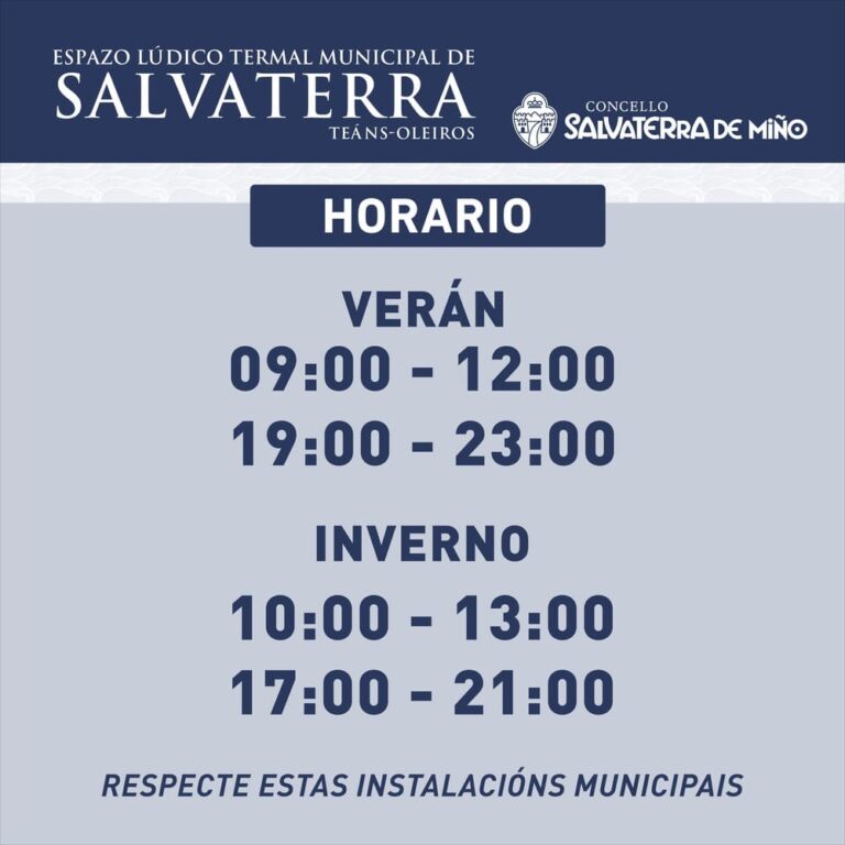 O Espazo Lúdico Termal de Salvaterra cambia ao horario de inverno