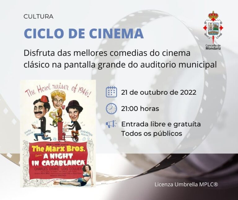 Mondariz proxecta filmes de Charles Chaplin, Buster Keaton e dos irmáns Marx no ciclo de cinema clásico de outubro