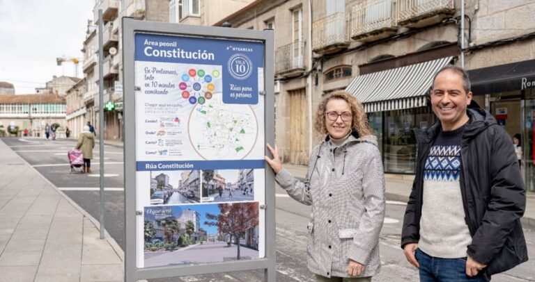 Ponteareas mostra no centro urbano o seu ‘Metrominuto’ e os cambios realizados en zonas peonís