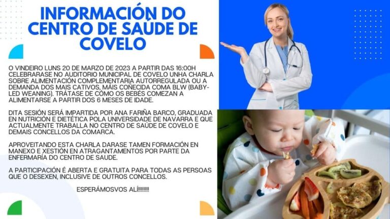 Formación no centro de saúde de Covelo sobre alimentación e atragantamentos de bebés