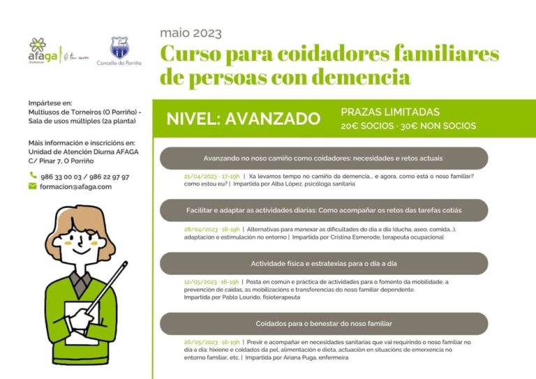 Curso avanzado no Porriño para familiares de persoas con demencia