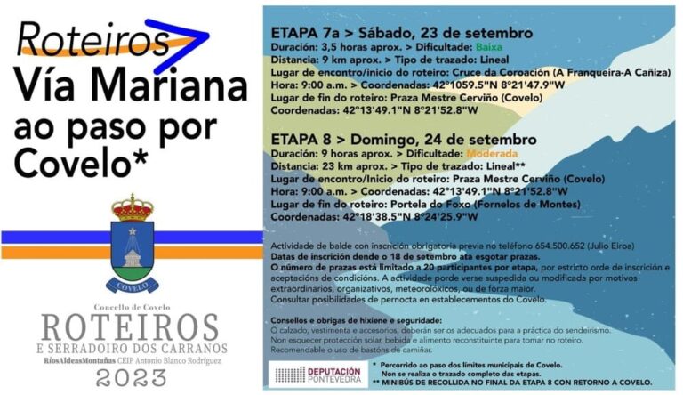 Covelo organiza dúas travesías guiadas polas etapas da Vía Mariana Luso-Galaica